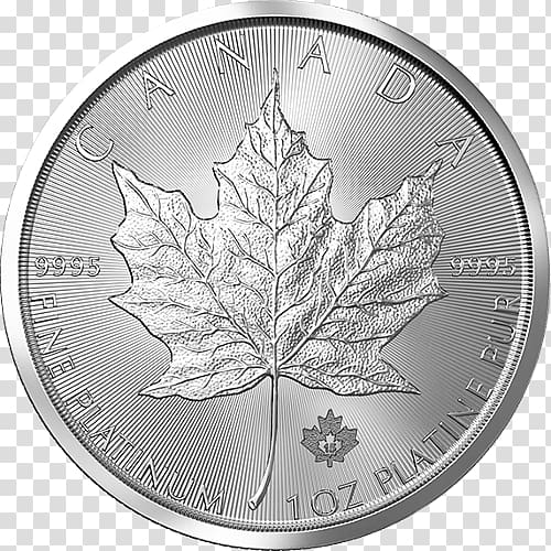 Canadian Platinum Maple Leaf Canadian Gold Maple Leaf Platinum coin Bullion coin Canadian Silver Maple Leaf, silver transparent background PNG clipart