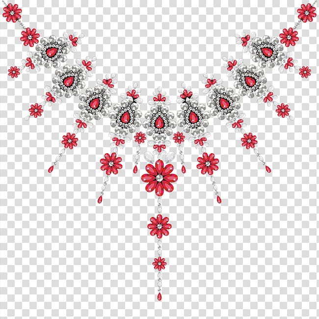Earring Necklace Diamond Jewellery, Diamond Flower Jewelry transparent background PNG clipart