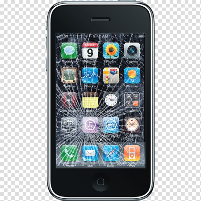 iPhone 3G iPhone X Telephone Apple, broken screen transparent background PNG clipart
