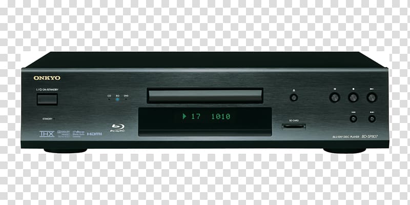 Blu-ray disc Onkyo BD-SP807 Electronics AV receiver, Direct Drive Mechanism transparent background PNG clipart