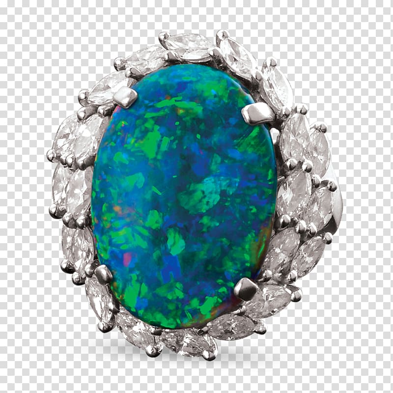 Opal Ring Emerald Diamond Jewellery, opal diamond ring transparent background PNG clipart