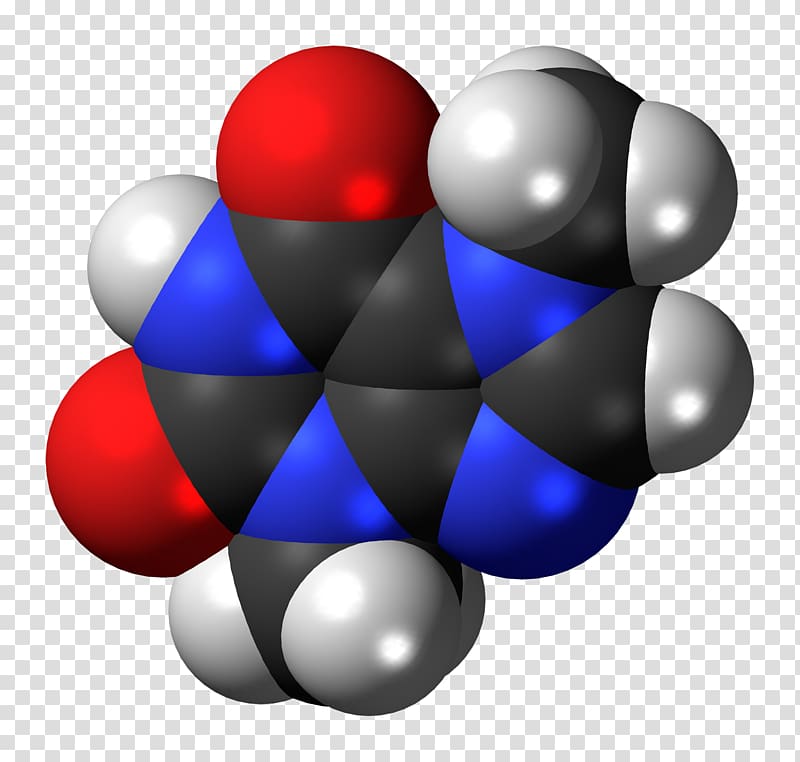 Theobromine Caffeine Space-filling model Molecular model Molecule, molecule transparent background PNG clipart