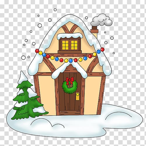 Gingerbread house Santa Claus Christmas tree Christmas ornament, Drawing house transparent background PNG clipart