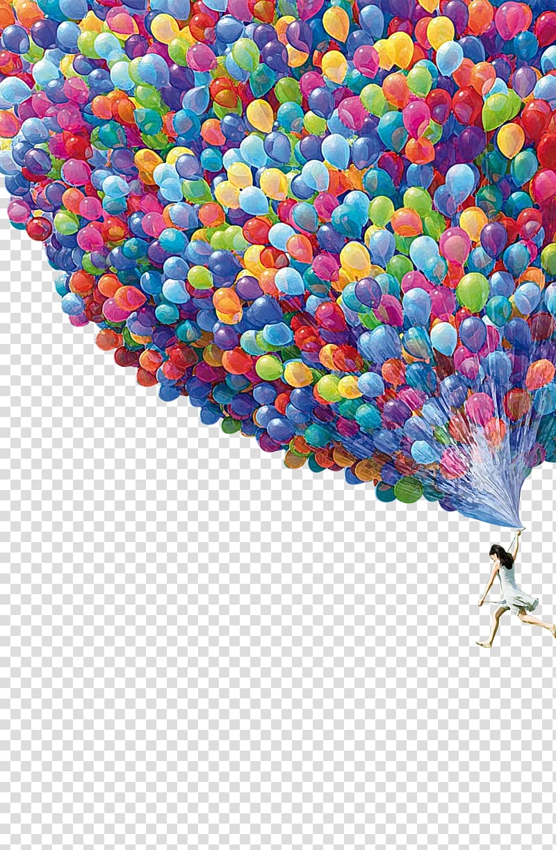 woman holding balloons, Display resolution Advertising , Students inspirational floating balloons transparent background PNG clipart