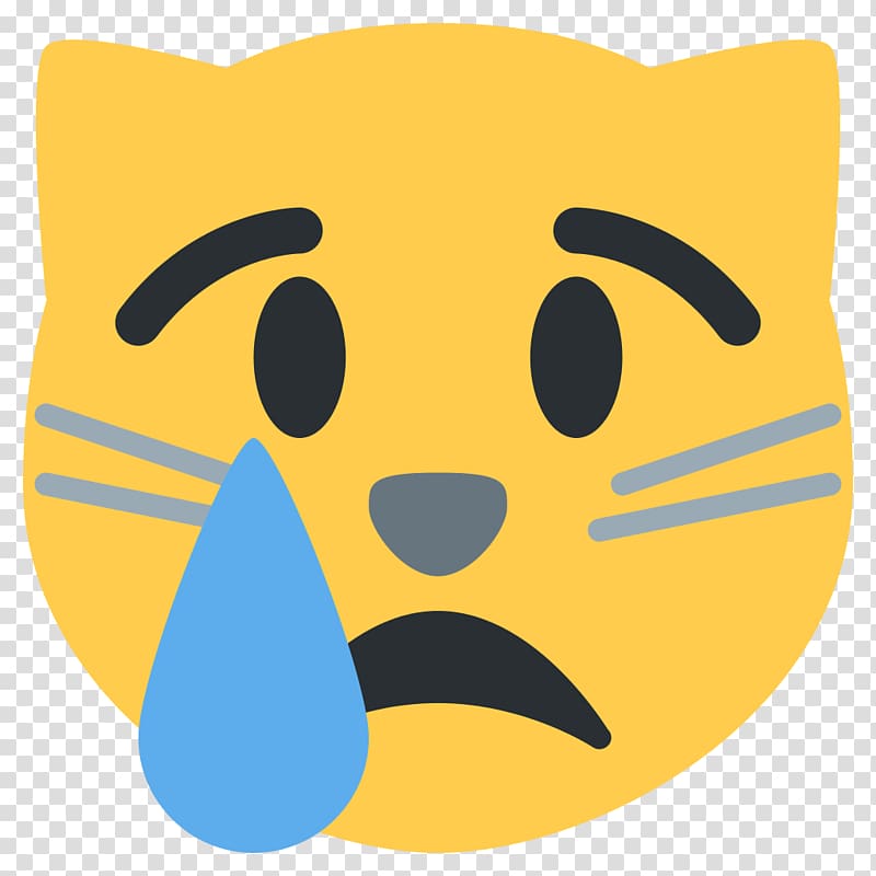 Cat Kitten Face with Tears of Joy emoji Crying, crying emoji transparent background PNG clipart