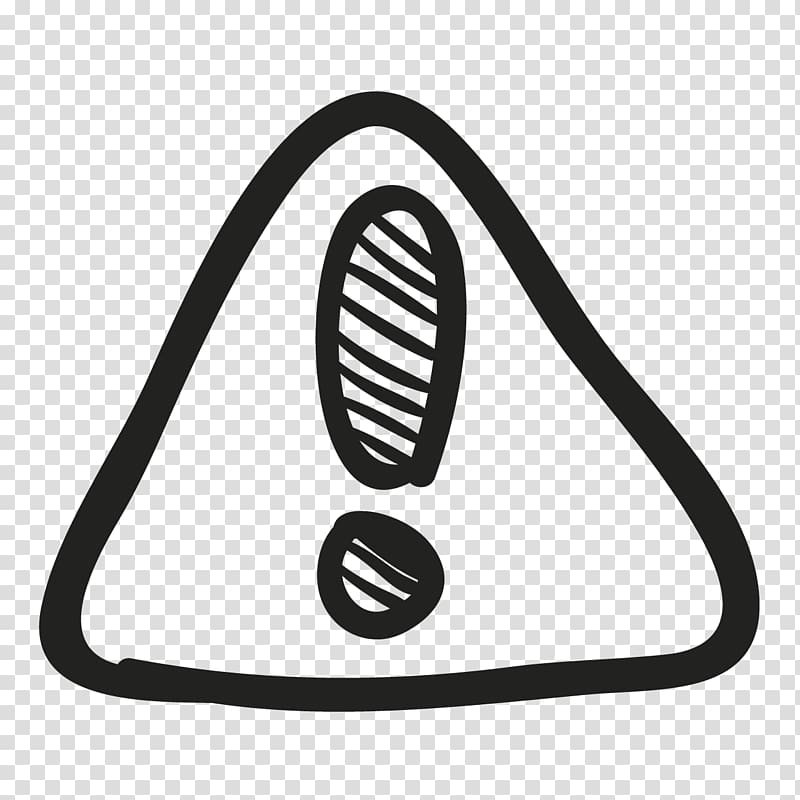 black sketch art, Sign Scalable Graphics Icon, Hand painted black triangle warning sign transparent background PNG clipart