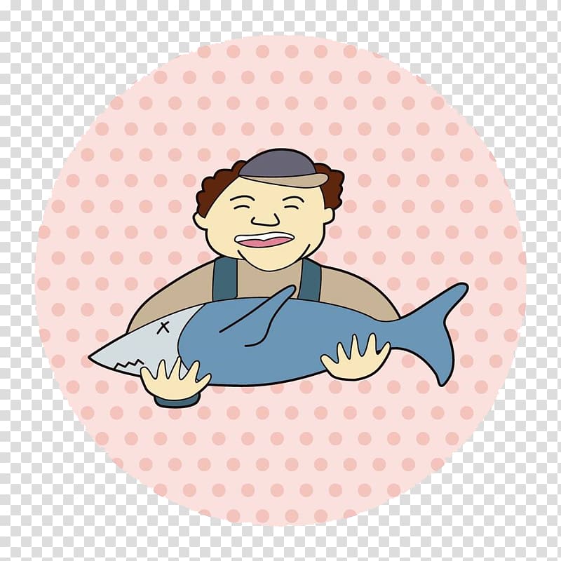 Cartoon Illustration, Fish hug transparent background PNG clipart