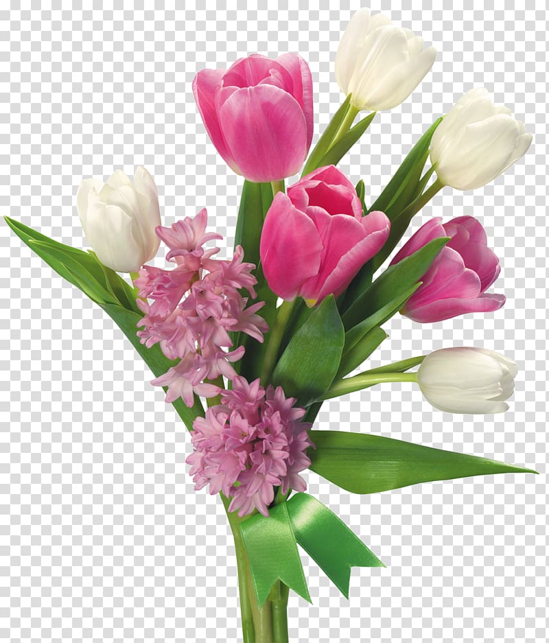 Flower bouquet , Spring Bouquet of Tulips and Hyacinths , pink and white flowers transparent background PNG clipart