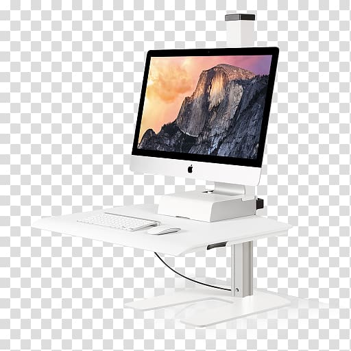 Flat Display Mounting Interface Standing desk iMac Computer Monitors, imac desk transparent background PNG clipart