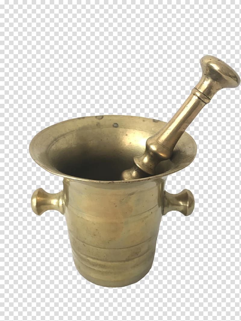 Mortar and pestle Brass Apothecary Pharmacy, Brass transparent background PNG clipart
