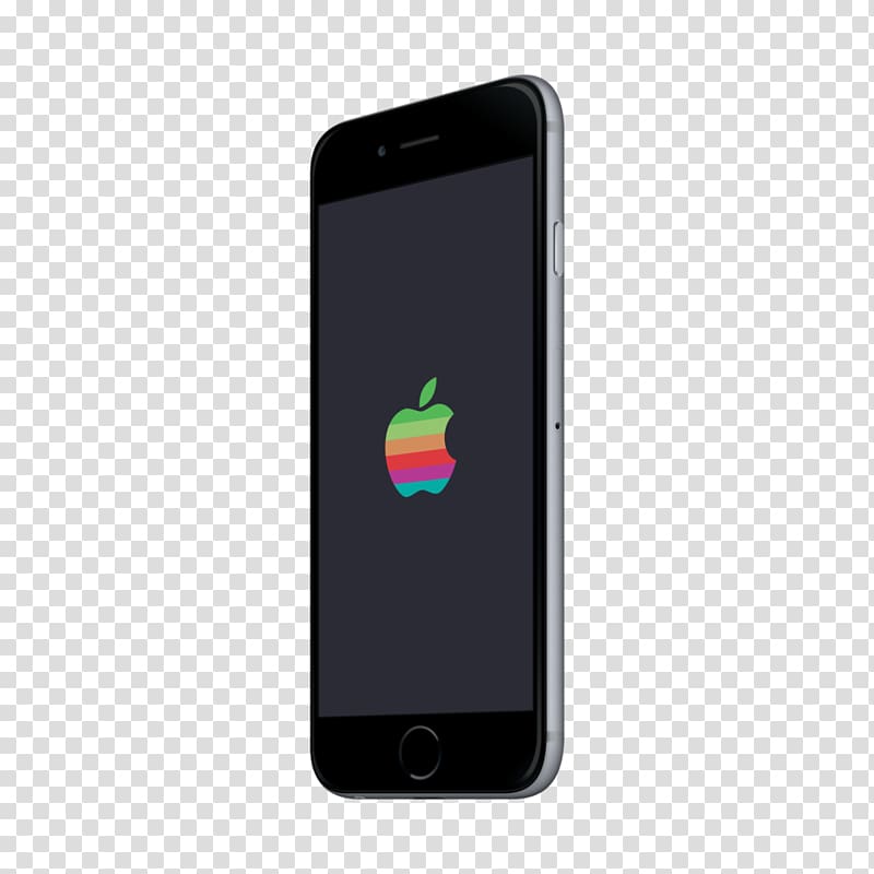 Feature phone Smartphone Iridescence Rainbow Mobile Phones, Retro Apple Logo IPhone X transparent background PNG clipart