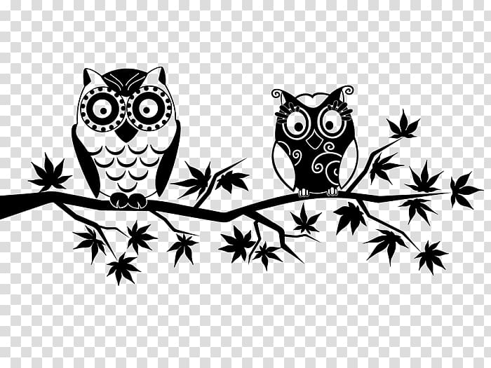 Owl Wall decal Black and white, owl transparent background PNG clipart