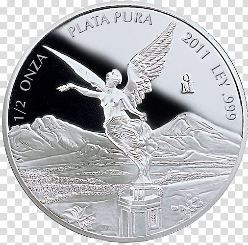 Mexico Libertad Ounce Silver Coin, silver transparent background PNG clipart