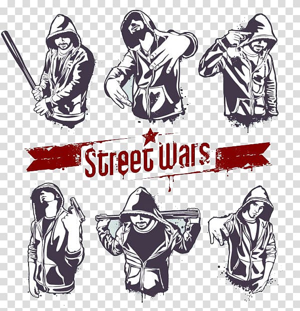 Street Wars , Gangster Silhouette , Bad boy Design transparent background PNG clipart