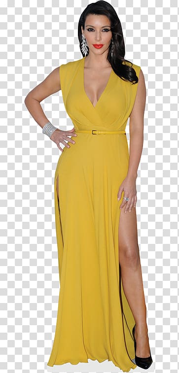 Kim Kardashian Dress Clothing Fashion Gown, yellow dress transparent background PNG clipart