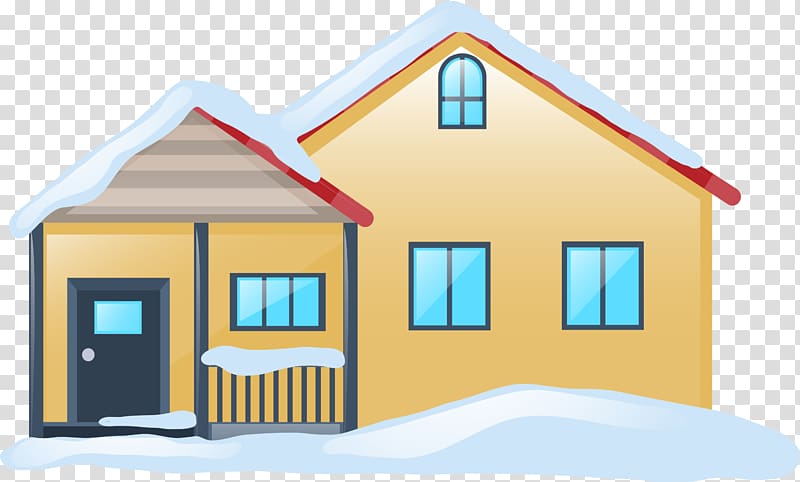 Winter Snow House Illustration, Snow covered house transparent background PNG clipart
