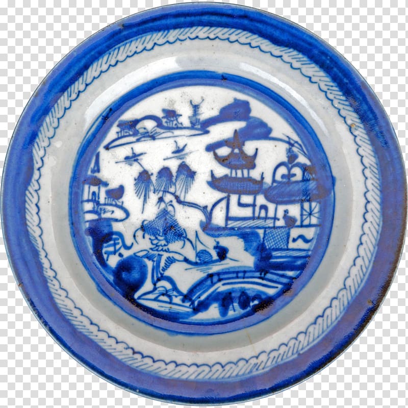 Blue and white pottery Chinese export porcelain Tableware Plate, Plate transparent background PNG clipart