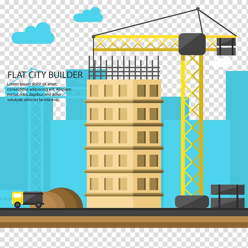 Drawing Architectural engineering Building, Construction crane construction site for free transparent background PNG clipart