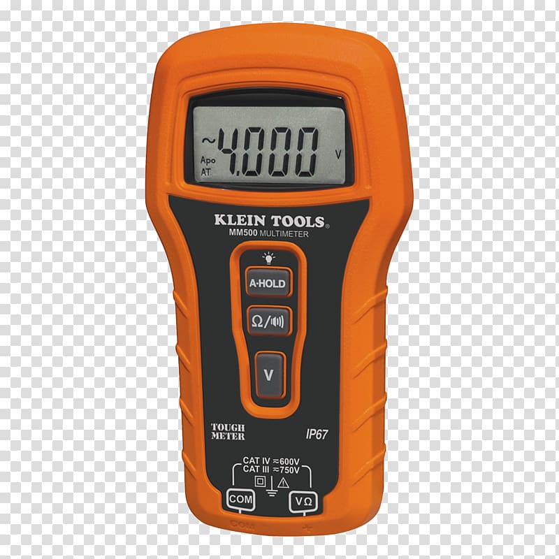 Klein Tools Digital Multimeter Hand tool, Auto Meter Products, Inc. transparent background PNG clipart
