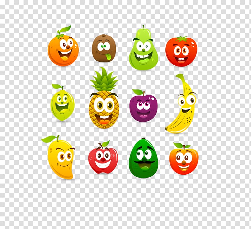 Fruit Cartoon , color anthropomorphic smile fruit creative transparent background PNG clipart