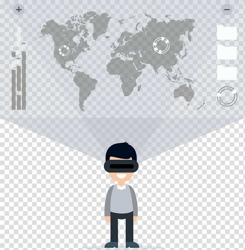 World map Illustration, VR glasses to see the world map transparent background PNG clipart