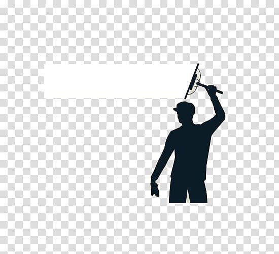 man holding wiper stick , Window cleaner Maid service Advertising, Silhouette of men\'s window cleaning transparent background PNG clipart