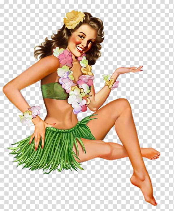 Hula Girls Pin-up girl Art, painting transparent background PNG clipart