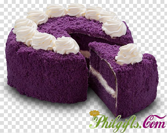 Red Ribbon Ube halaya Bakery Chiffon cake Frosting & Icing, cake transparent background PNG clipart