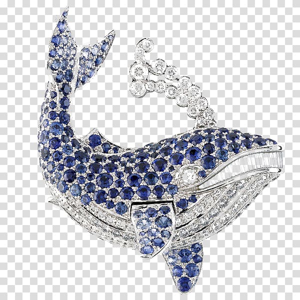 Earring Van Cleef & Arpels Jewellery Voyages extraordinaires Gemstone, Whale brooch transparent background PNG clipart