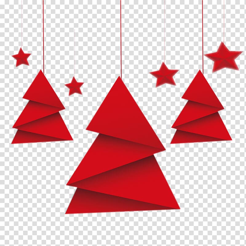 fold the red paper christmas tree transparent background PNG clipart