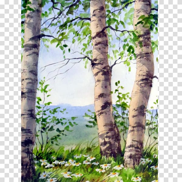 Birch The Starry Night Watercolor painting Oil paint, painting transparent background PNG clipart