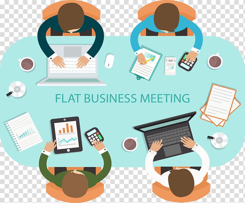 Meeting Flat design, Four business meetings transparent background PNG clipart