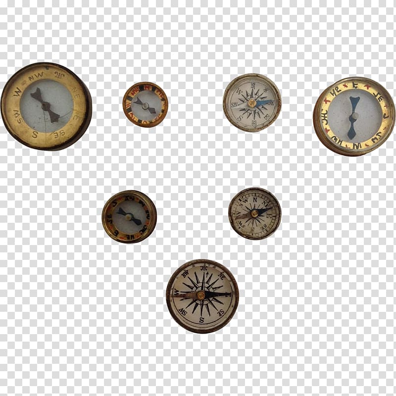 01504 Silver Metal Button Brown, compass transparent background PNG clipart