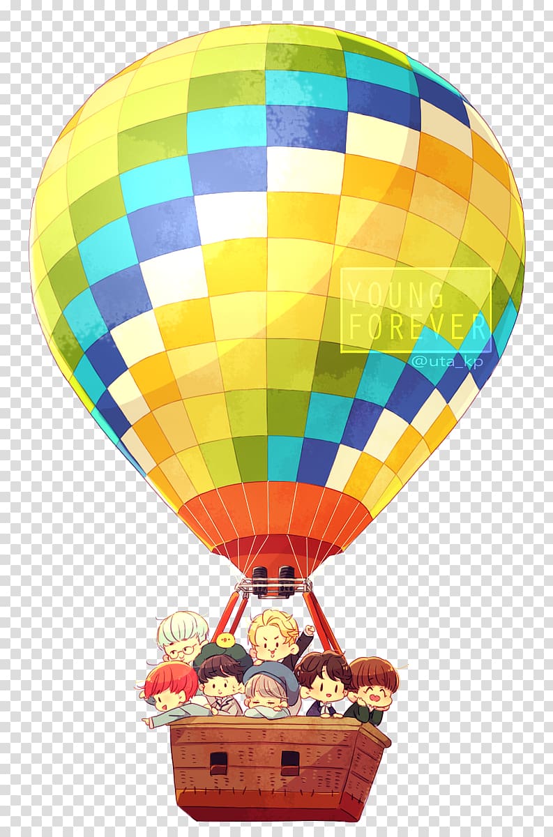 BTS Hot air balloon The Most Beautiful Moment in Life: Young Forever Fan art, balloon transparent background PNG clipart