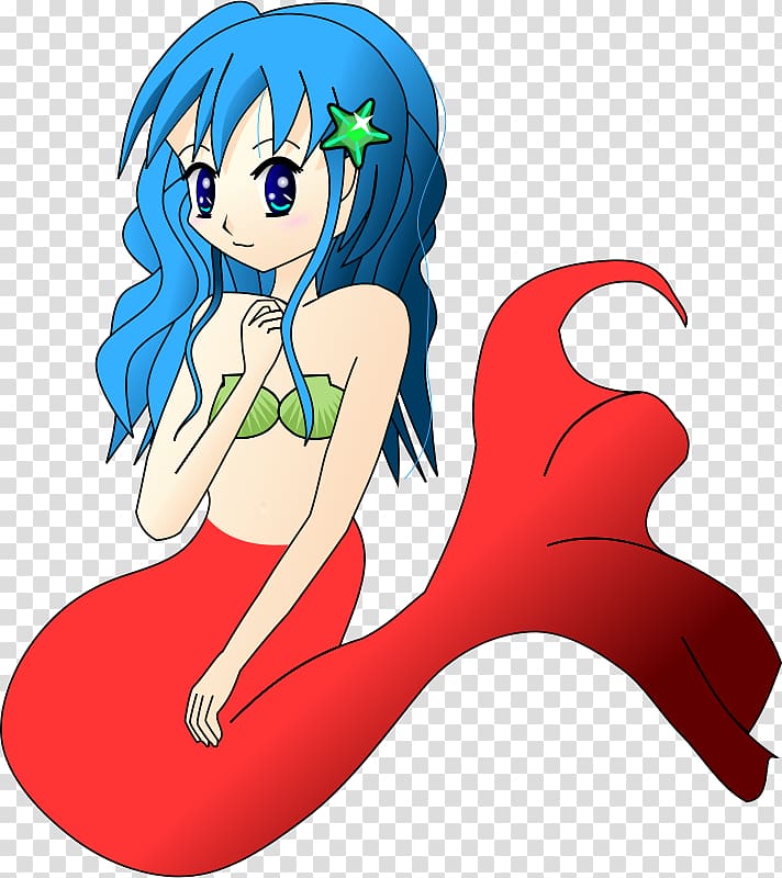 Ariel Mermaid Animation Cartoon , Blue hair red mermaid tail transparent background PNG clipart