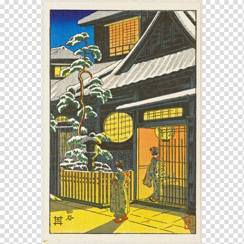 Woodblock printing Japanese art Antique, antique transparent background PNG clipart