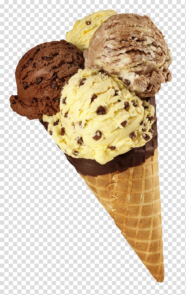 Ice cream cone Gelato Chocolate ice cream, Four-color ice cream transparent background PNG clipart