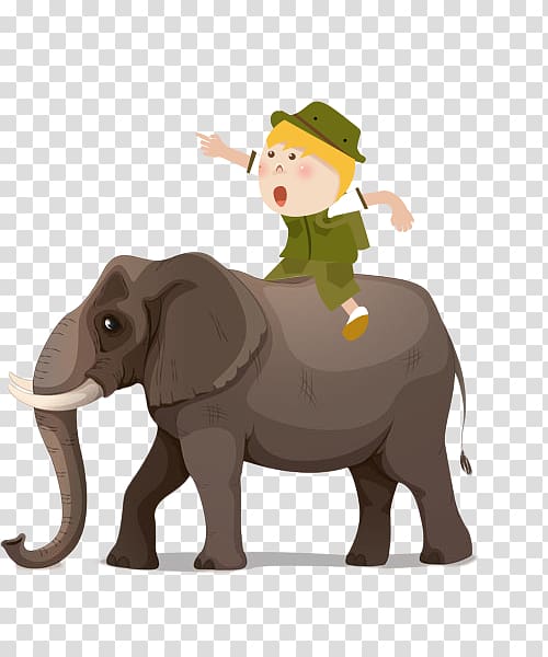 African bush elephant Giraffe , Child riding an elephant transparent background PNG clipart