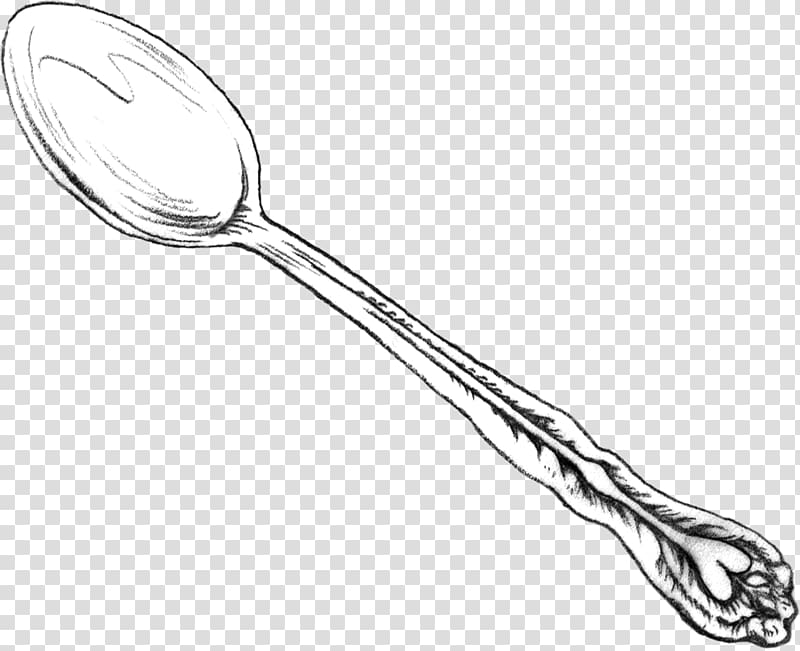 Spoon Knife Fork Drawing Black and white, spoon transparent background PNG clipart