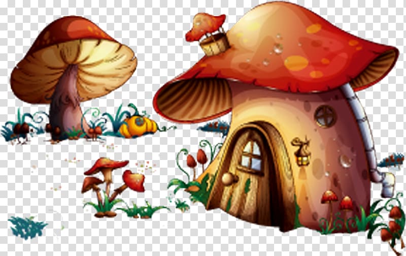 Mushroom House Illustration, Mushroom House transparent background PNG clipart