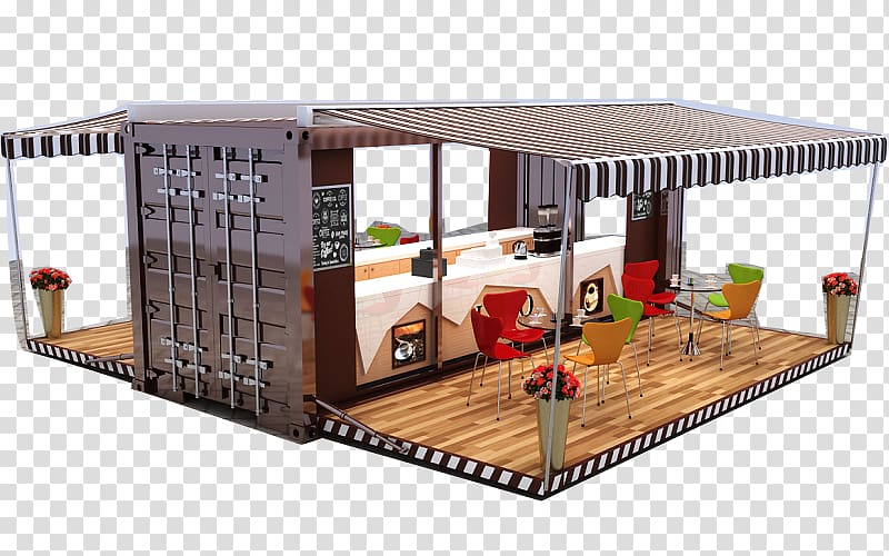 Cafe Shipping container Restaurant Intermodal container, container transparent background PNG clipart