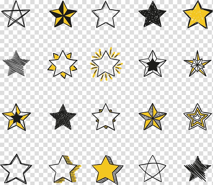 black and yellow stars , Euclidean Drawing Icon, hand-painted stars transparent background PNG clipart