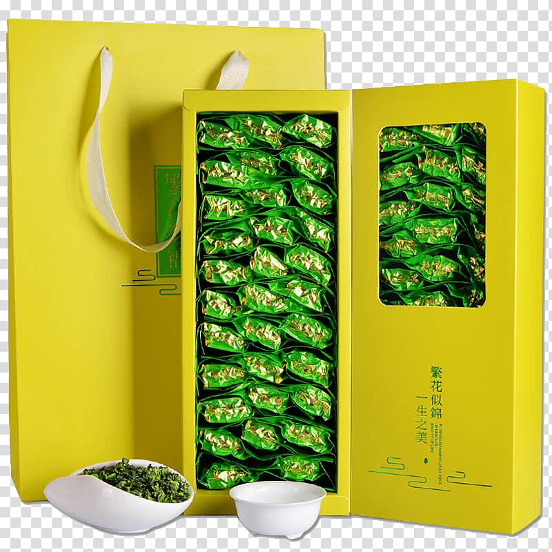 Green tea Tieguanyin Lapsang souchong Oolong, Green tea packaging transparent background PNG clipart