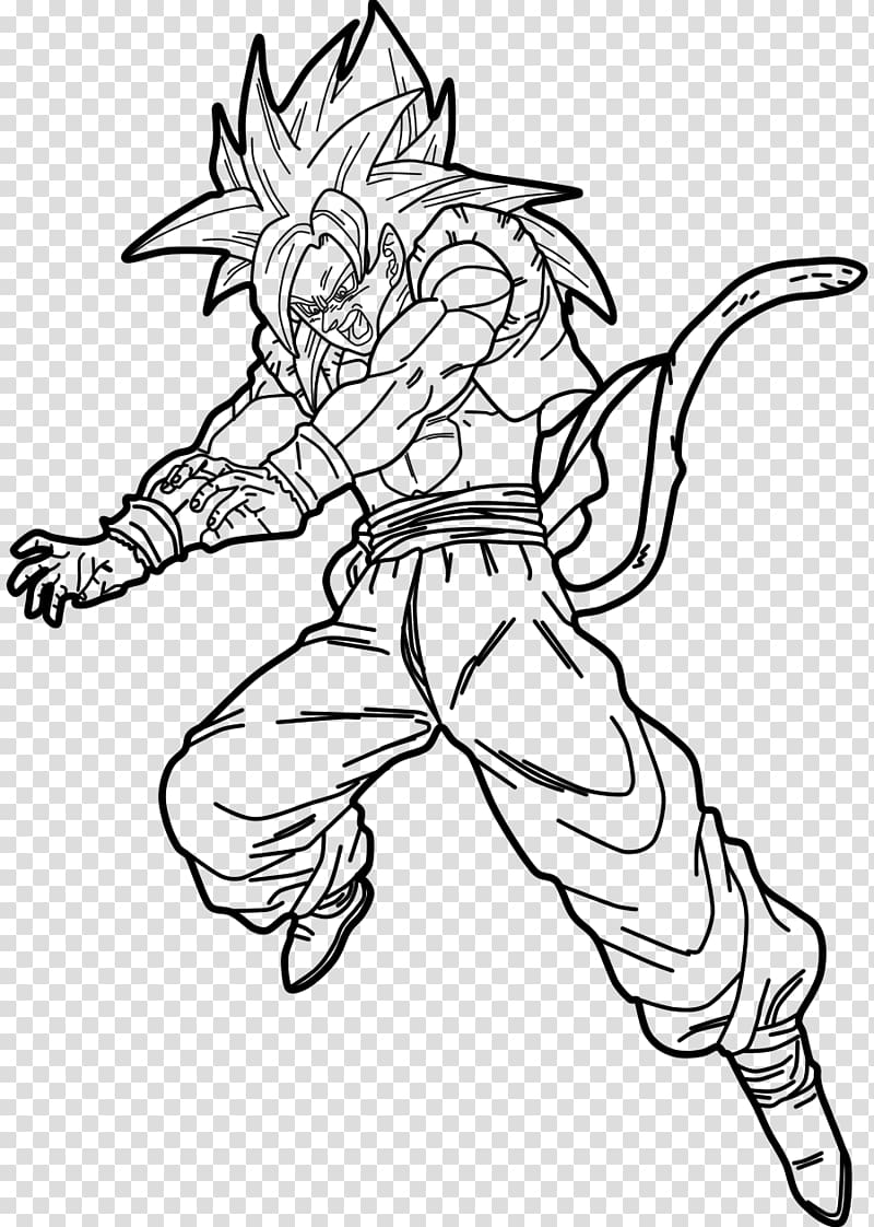 Line art Gogeta Goku Vegeta Super Saiyan, goku transparent background PNG clipart