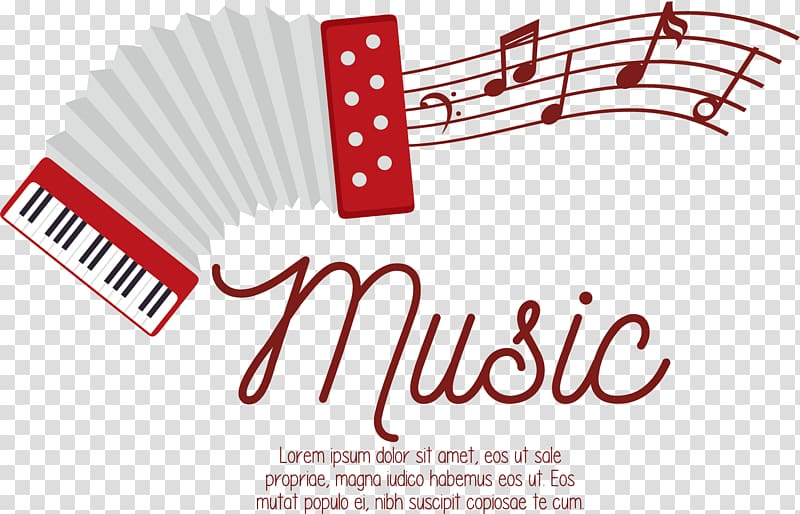 Musical note Musical instrument Guitar, Red accordion concert poster transparent background PNG clipart