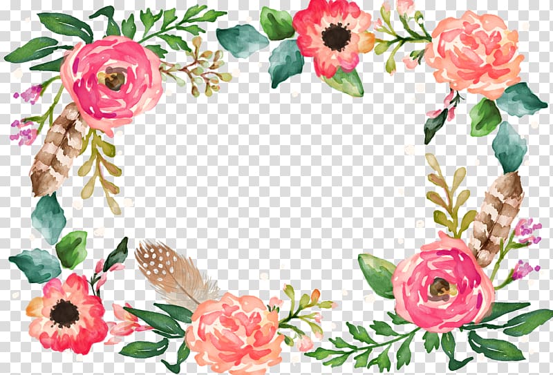 Watercolor painting Flower Illustration, Flower Border, red and pink flowers  frame illustration transparent background PNG clipart | HiClipart