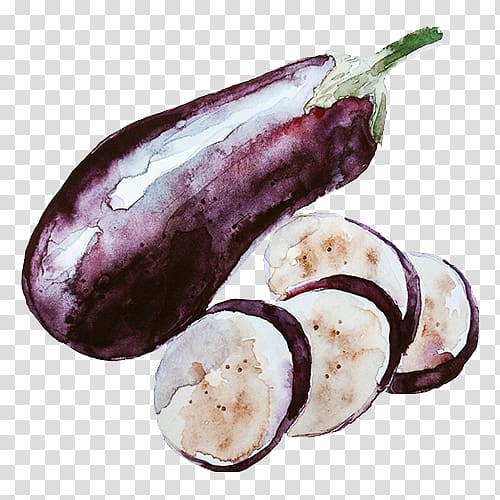 Eggplant Vegetable Purple, Hand-painted purple eggplant transparent background PNG clipart