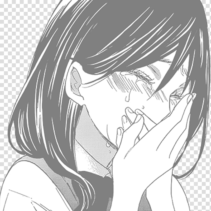 anime sad girl crying drawing