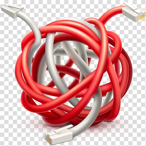 white and red UTP cables , wire cable electronics accessory, Network transparent background PNG clipart