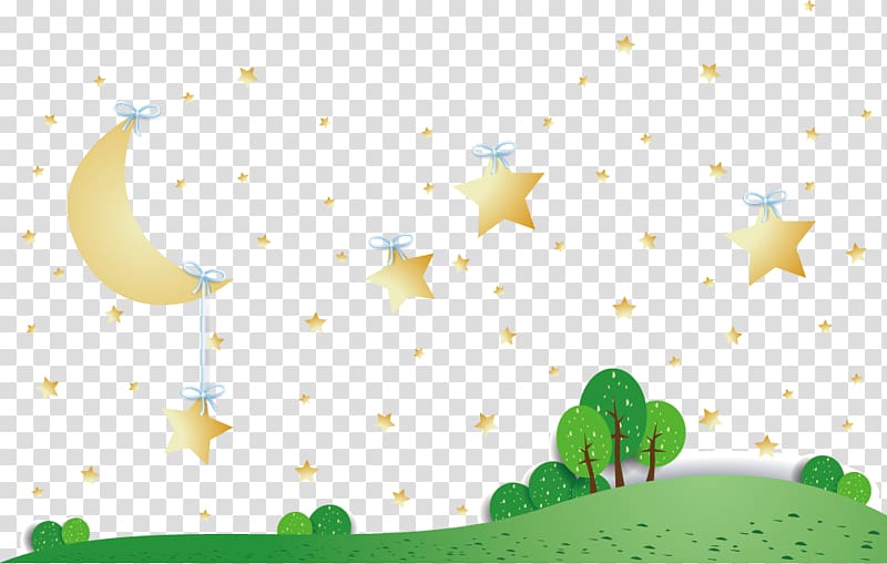 trees with stars illustration, Cartoon Drawing, Cartoon night transparent background PNG clipart